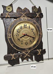 Vintage Rustikale Wanduhr – Eulen-inspiriertes Holzdesign