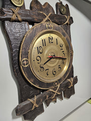 Vintage Rustikale Wanduhr – Eulen-inspiriertes Holzdesign